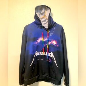 Metallica Ride The lighting blue hooded pullover size Large material tag missing